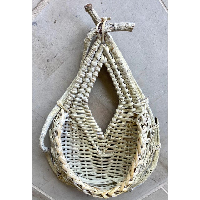 Circa 1980 Rustic Adirondack-Style Handwoven Willow & Branch Wall Pocket For Sale - Image 9 of 12
