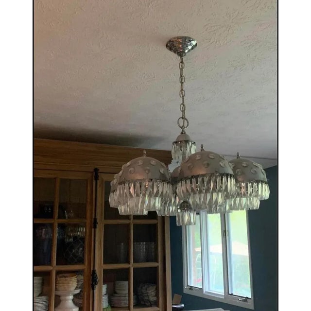 French Silver Style Crystal Orb Pendant Lighting Chandelier For Sale - Image 9 of 9