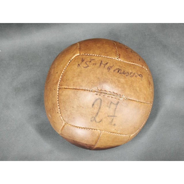 1950s Vintage Leather Medicine Balls, Czechoslovakia 1950s, Set of 2 For Sale - Image 5 of 9