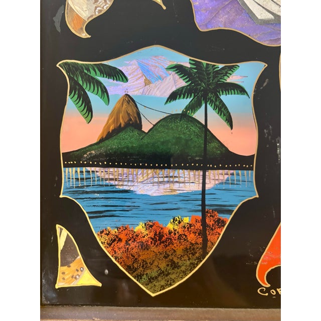 Early 20th Century Antique Brazilian Butterfly Wing Tray, Christ the Redeemer, Rio De Janeiro For Sale - Image 5 of 8