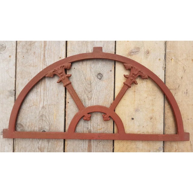 Antique Gothic Half-Round Cast Iron Window Frame For Sale - Image 4 of 4