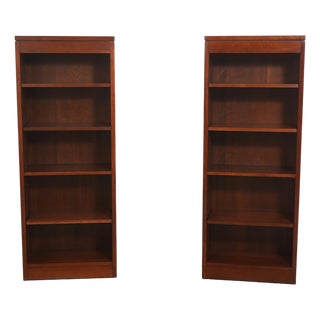 Pair of Stickley Cherry Open Bookcases For Sale