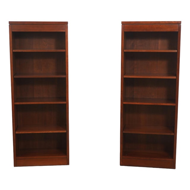 Pair of Stickley Cherry Open Bookcases For Sale