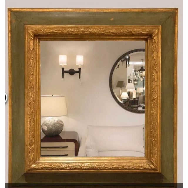 2010s Paul Ferrante Alana 22k Gold Leaf & Olive Green Antiqued Mirror For Sale - Image 5 of 8