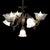Brass Electric & Gas 7-Light Chandelier & Diamond Cut Ruffled Glass Shades C1890 For Sale - Image 12 of 13