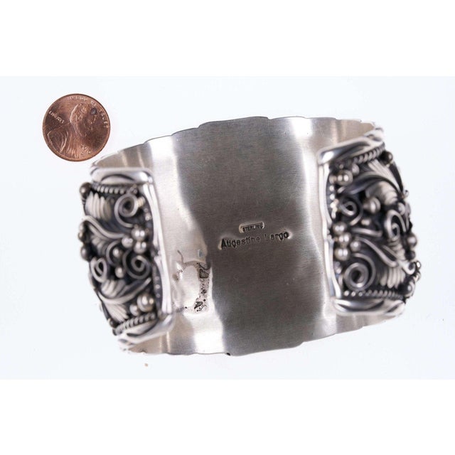 Metal Late 20th Century Huge Navajo Sterling and Turquoise cuff by Augustine Largo For Sale - Image 7 of 8
