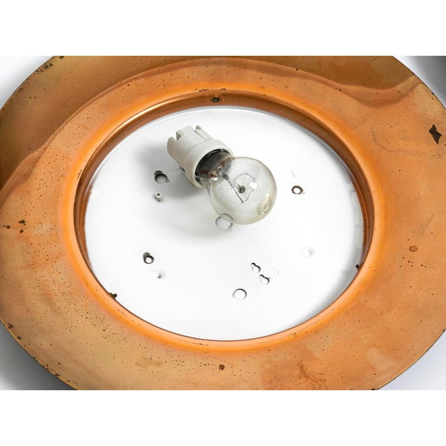 Large Mid-Century Ceiling Lamps in Glass with Copper-Plated Metal Reflector by Kaiser Leuchten, Set of 2 For Sale - Image 17 of 18