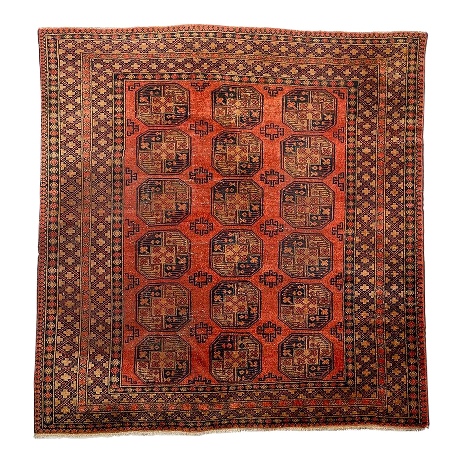 Antique Ersari Burnt Orange, Copper, Rust, Camel & Indigo Elephant ...