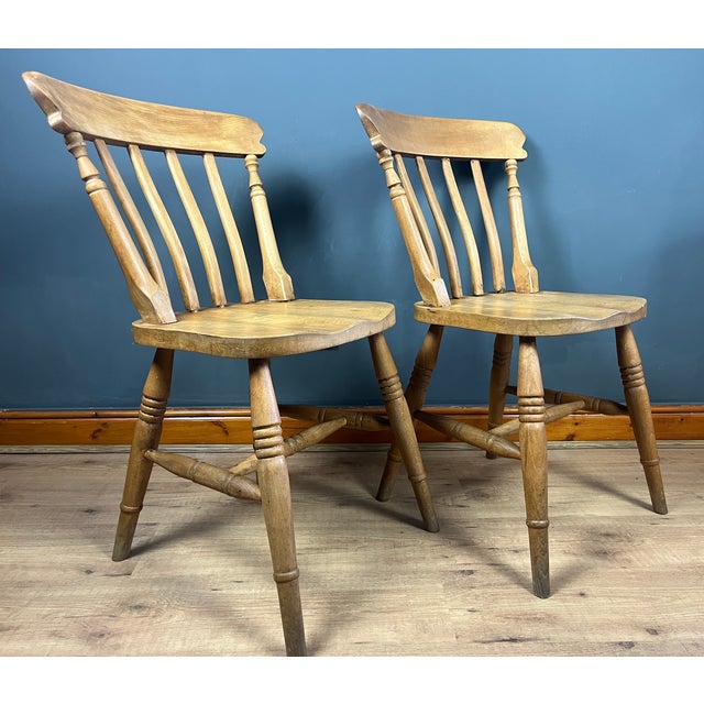 Vintage Beech Farmhouse Dining Chairs, 1950s, Set of 2 For Sale - Image 16 of 18