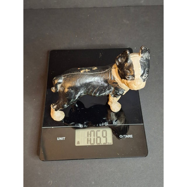 Antique Vindex Toys Cast Iron Boston Terrier Still Bank 1931 Dog Coin Penny Bank For Sale - Image 15 of 15