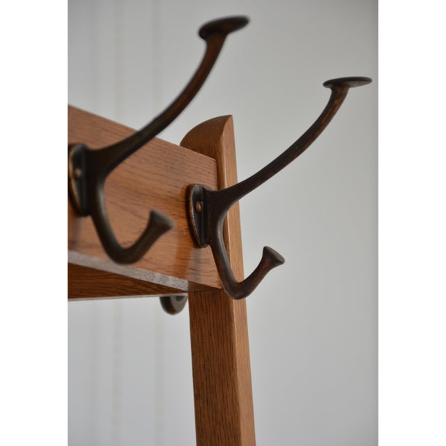 Mid-Century Modern Oak Coat Stand with Integrated Umbrella Holders and Drip Tray, 1950 For Sale - Image 12 of 18