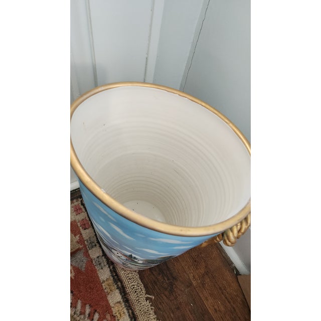 Vintage Hand-Painted Ceramic Umbrella Stand / Floor Vase For Sale - Image 18 of 18