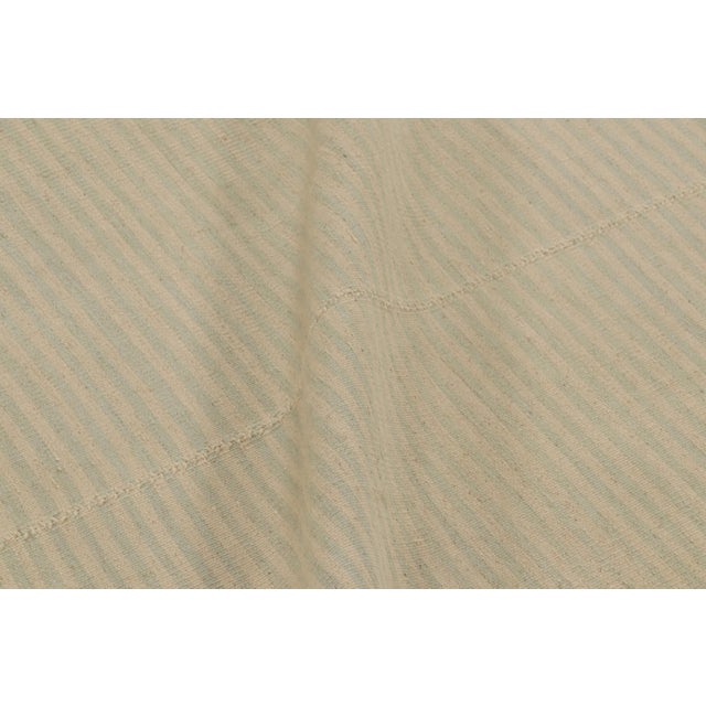 Textile Rug & Kilim’s Contemporary Kilim, Textural Cream White and Light Blue Stripes For Sale - Image 7 of 8