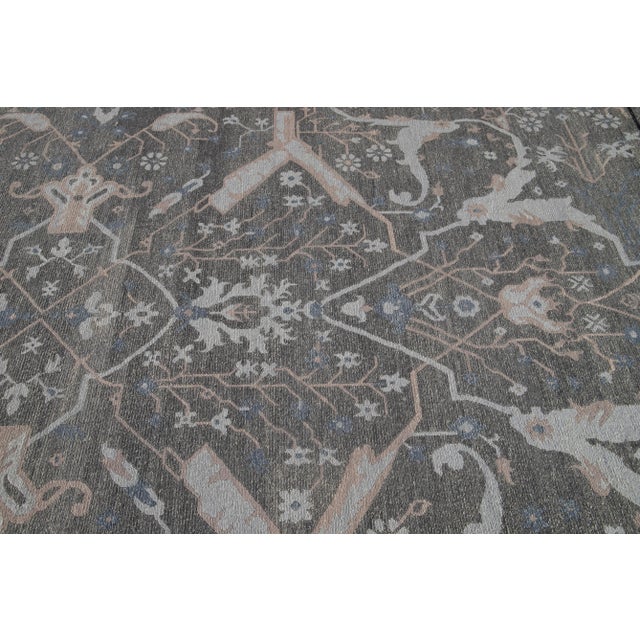 2010s Modern Soumak Rug Oversize Handmade Wool With Allover Gray Design For Sale - Image 4 of 8