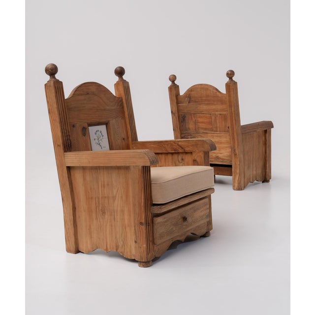 1960s Spanish Pine Chalet Chairs, 1960s, Set of 2 For Sale - Image 5 of 12