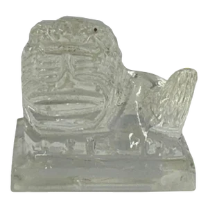 Chinese Clear Glass Foo Dog Lion Fengshui Display Figure Art