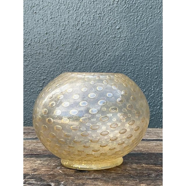Mid-Century Modern Vintage Gold Flecked Glass Bowl After Murano For Sale - Image 3 of 12