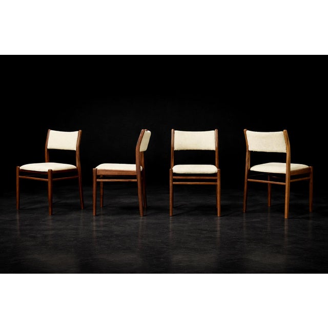 Mid-Century Modern Danish Teak and Beige Fabric Chairs, 1960s, Set of 4 For Sale - Image 13 of 18