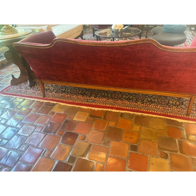 Vintage Red Velvet Sofa For Sale - Image 18 of 18