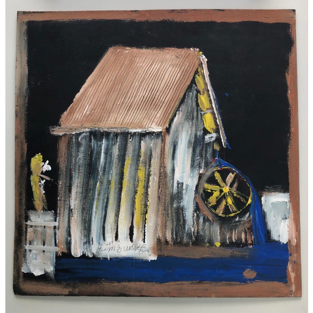 Jimmy Lee Sudduth (2010-2007) Outsider Art painting of the gristmill where he worked most of his life. Signed "Jim...