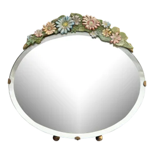 Antique English Barbola Dressing Mirror