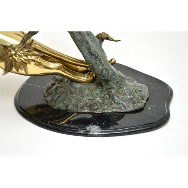 Vintage French Bronze, Brass, and Marble Leaping Jaguar Coffee Table, 1970s For Sale - Image 9 of 11
