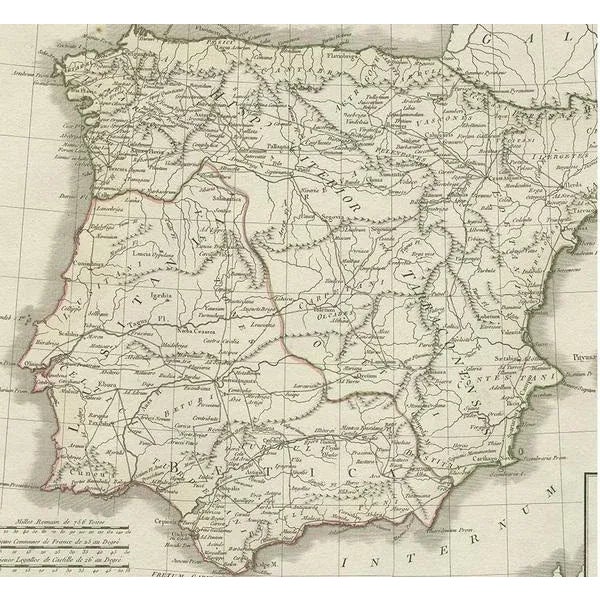 Antique Map of Spain and Portugal by Tardieu, 1795 For Sale - Image 3 of 6