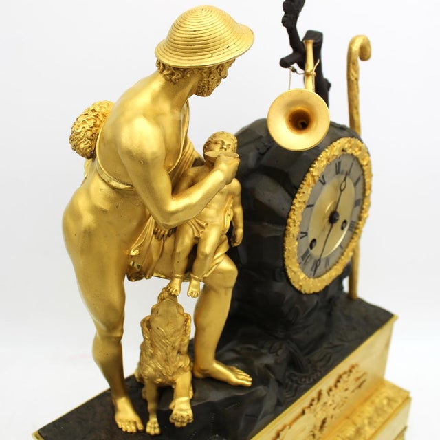 19th Century Empire Gilt Bronze Pendulum Clock For Sale - Image 10 of 14