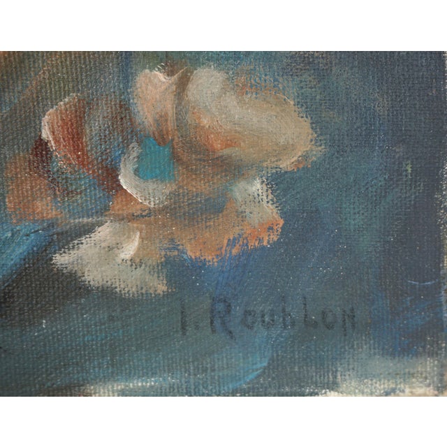 American Mid Century Portrait Charlotte With Flowers by Irina Belotelkin Roublon For Sale - Image 3 of 5