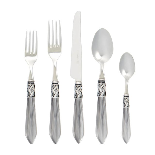 VIETRI Aladdin Antique Flatware Light Gray Five-Piece Place Setting, Service for One For Sale - Image 12 of 12