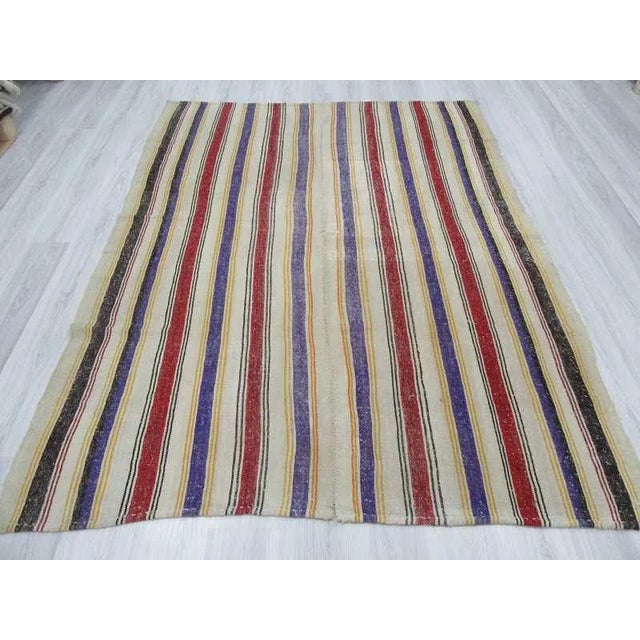 Turkish Vintage Striped Turkish Kilim Rug - 6'2" x 8'2: For Sale - Image 3 of 6