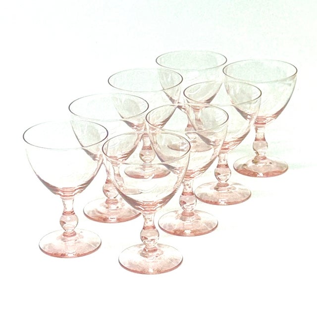 Mid-Century Modern Delicate Petal Pink Wine or Water Glasses - Set of 8 For Sale - Image 3 of 5