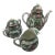 Antique Chinese Famille Rose Medallion Porcelain Tea Set; Teapot, Sugar, Creamer For Sale