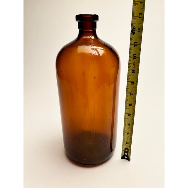 Large Antique Amber Apothecary Bottle For Sale - Image 9 of 10