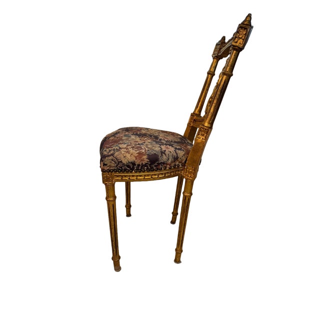 Antique French Louis XIV Gold Leaf Side Accent Harp Small Chair For Sale In Miami - Image 6 of 10