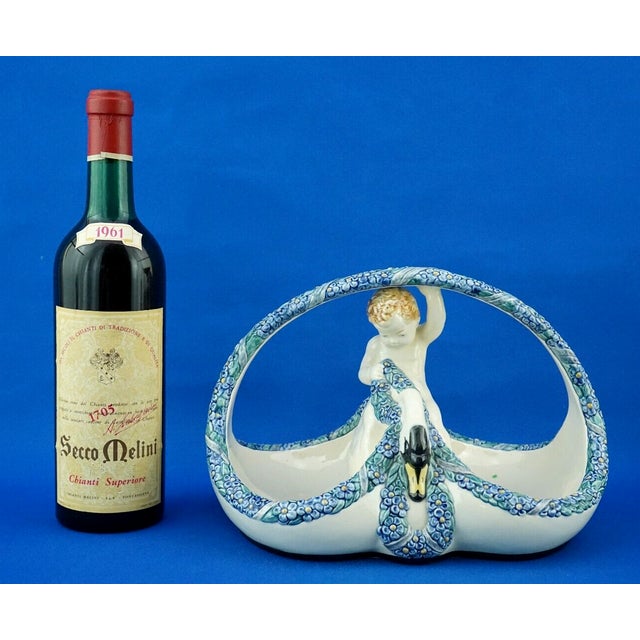Art Deco Swan Basket with Putto by Wilhelm Peter August Sus for Karlsruhe, Germany, 1920s For Sale - Image 9 of 18