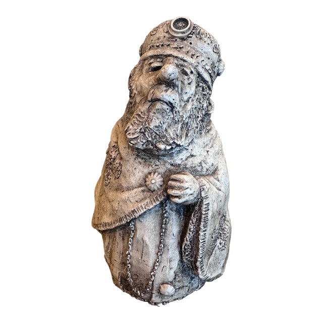 Vintage Signed Charles Bragg Plaster Sculpture - Satirical Cleric or Rabbi Figurine For Sale