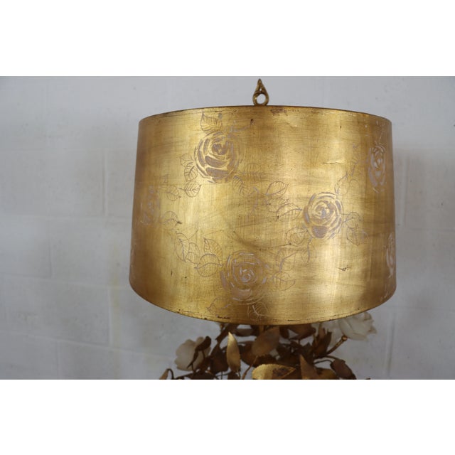 Hollywood Regency Alabaster & Porcelain Rose Lamp For Sale - Image 11 of 12