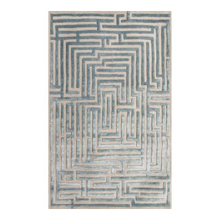 Anatolia Hand-Tufted Maze Rug, Sky Blue, 9x12 For Sale