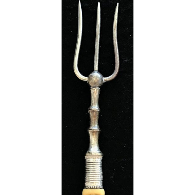 Antique British Faux Bamboo Silver Bread Fork For Sale - Image 4 of 9