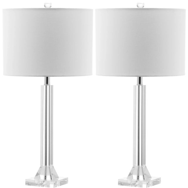 Transparent 27 Inch H Crystal Column Table Lamp in Clear - a Pair For Sale - Image 8 of 8