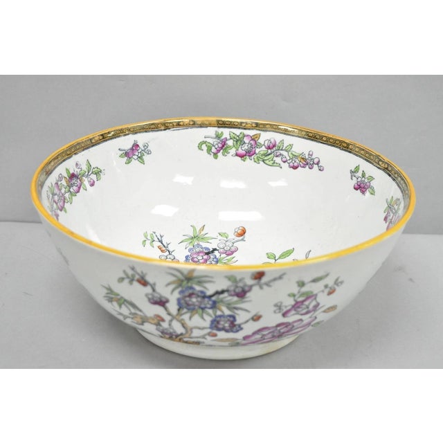 Antique Edge Malkin & Co Indian Tree English Transferware Porcelain Serving Bowl For Sale - Image 15 of 16