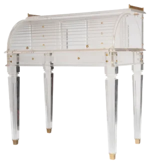 Louis XVI Style Cylinder Secretary Desk in Acrylic Glass, Late 1980s