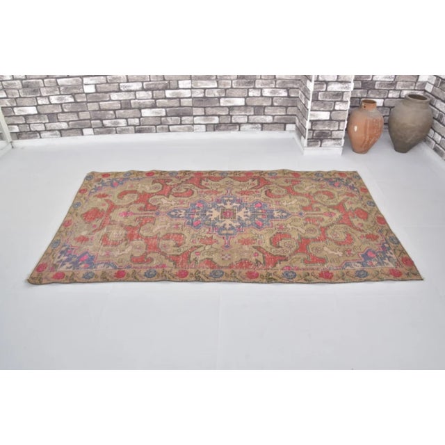 Handmade wool carpet in Turkish Anatolia , Vintage Oushak Rug,Turkish Vintage Anatolian Rug, Handmade wool Rug . One Of...