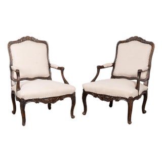 Pair of Late 19th Century Swedish Carved Walnut Armchairs For Sale