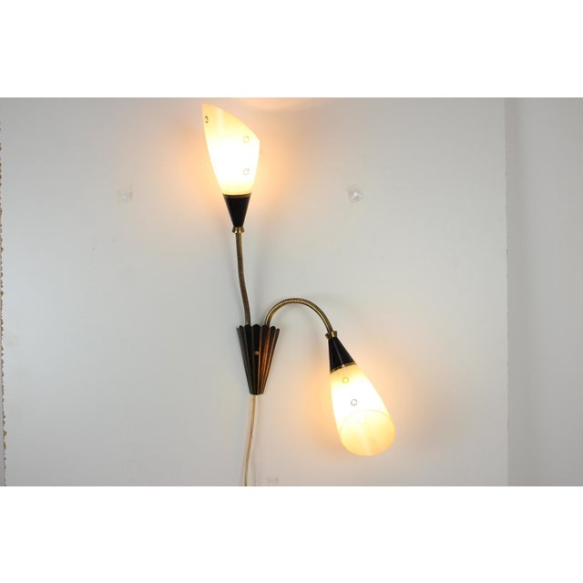 Mid-Century Brass & Glass Wall Lamp, 1960s For Sale - Image 11 of 17