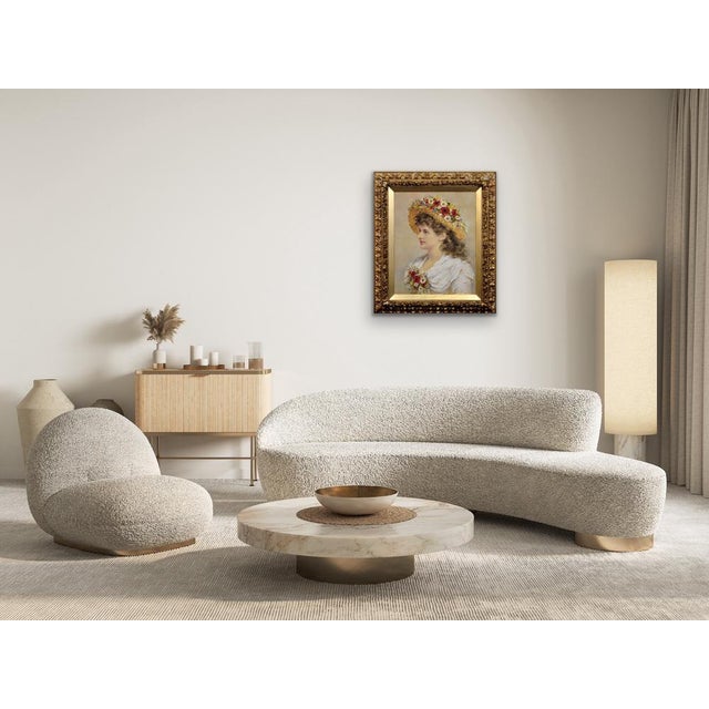 Alice Anne Renshaw, Young Lady with Summer Meadow Flowers in Her Straw Hat, Watercolour & Gouache Painting, 1800s, Framed For Sale - Image 10 of 18