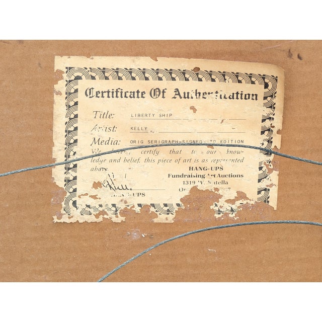 Paper 1980s "Liberty Ship" Original Serigraph by John Kelly, Signed #65/250 Framed For Sale - Image 7 of 7