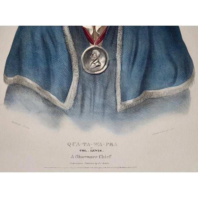 Mid 19th Century Qua-Ta-Wa-Pea, a Shawnee: 19th C. Folio Hand-Colored McKenney & Hall Lithograph, 1836 For Sale - Image 5 of 6