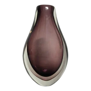 Murano Sommerso Style Art Glass Vase - Eggplant Hue